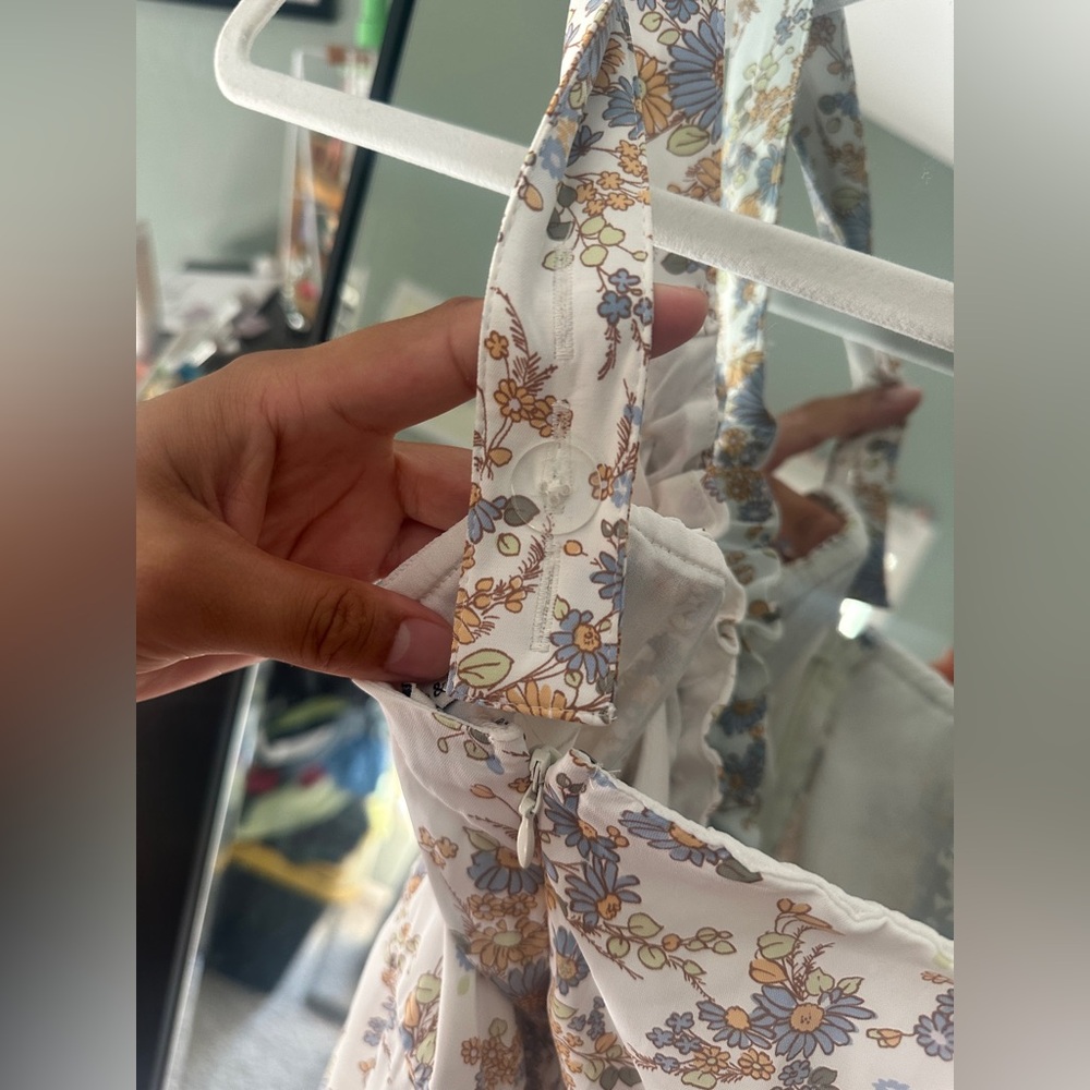 NWT Abercrombie and Fitch Floral Cinched Neck Slip Midi Dress - Picture 10 of 16